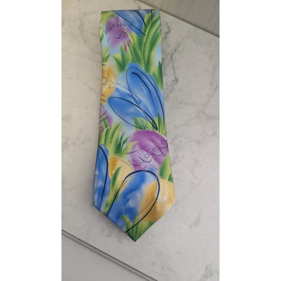 Garcia Multi print mens silk tie Can i keep him George Collection 57 Easter - Picture 3 of 8